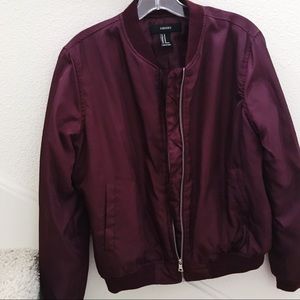 Love yourself burgundy bomber jacket